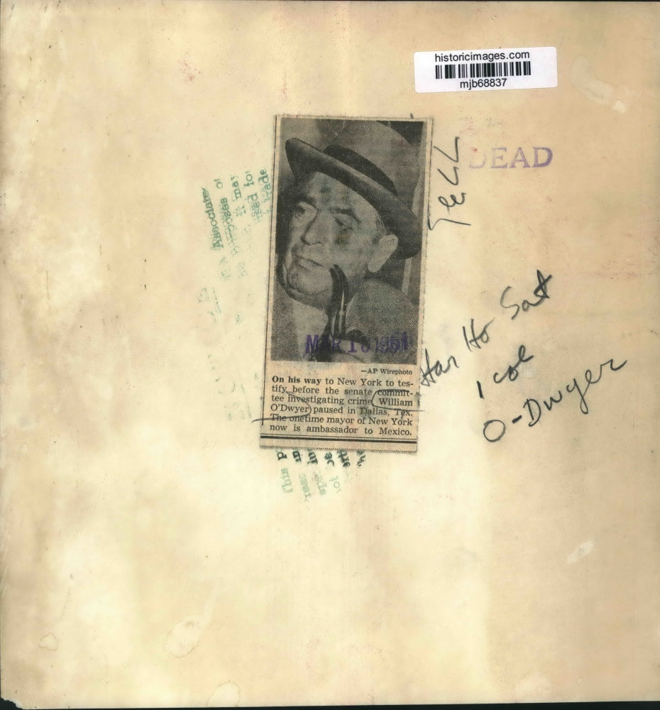 1961 Press Photo Wililam O'Dwyer, ambassador to Mexico - mjb68837