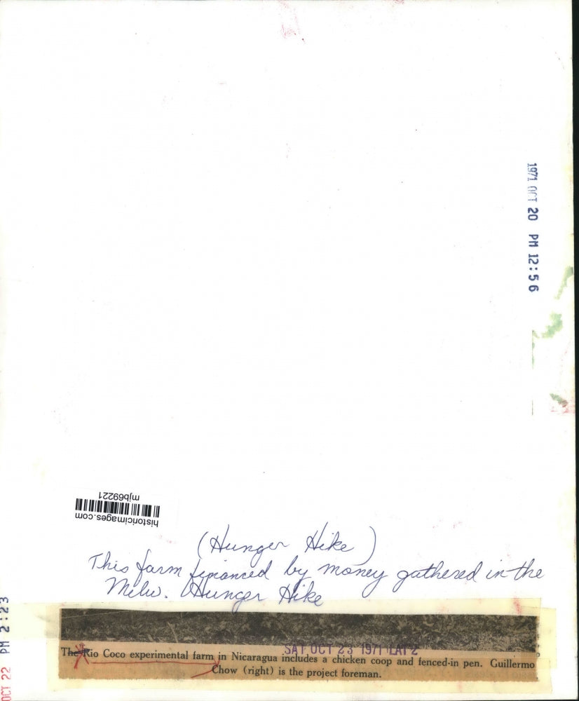 1971 Press Photo Rio Coco experimental farm in Nicaragua funded by Hunger Hike