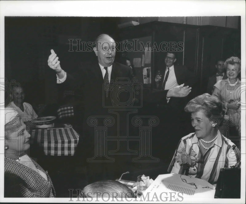 Load image into Gallery viewer, 1961 Press Photo Peg Hubing (Elmira Hubing) at Turner Hall party in Milwaukee
