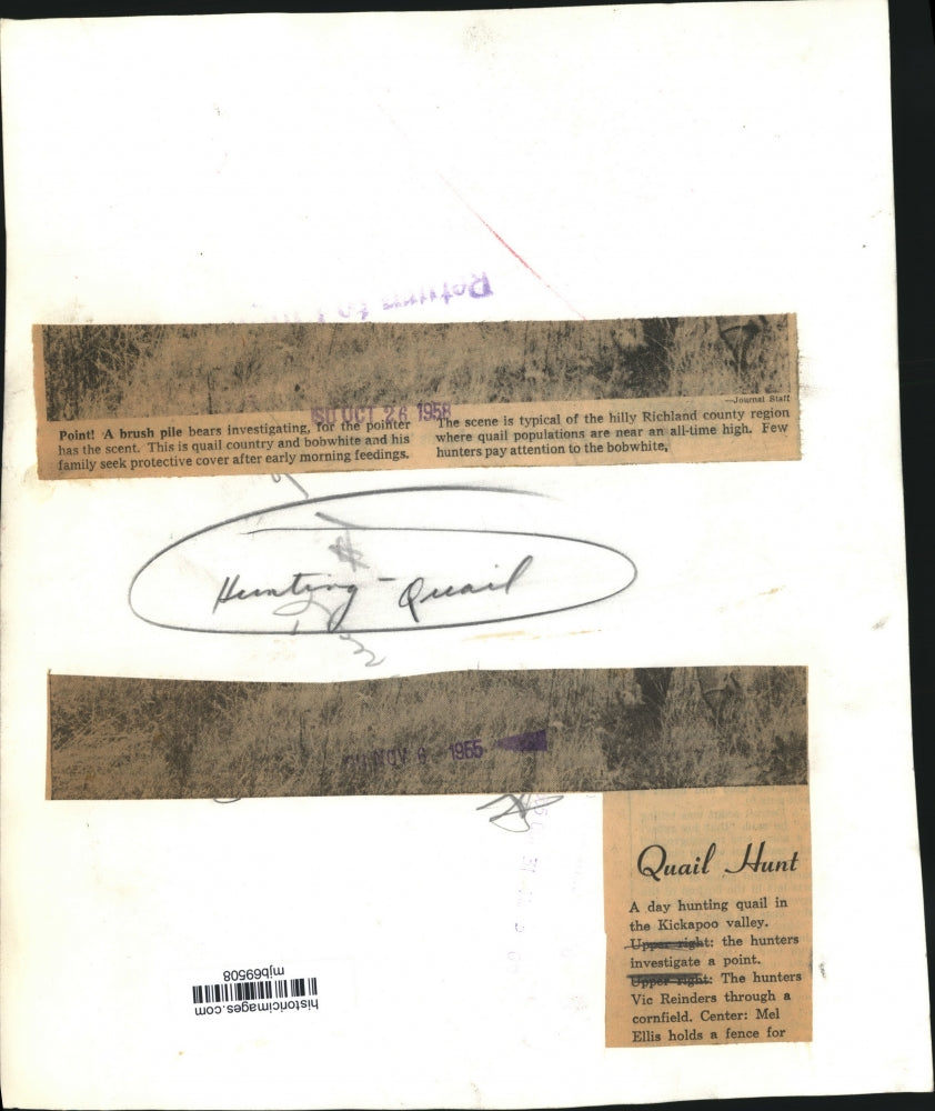 1958 Press Photo Quail hunters Vic Reinders and Mel Ellis in Kickapoo valley