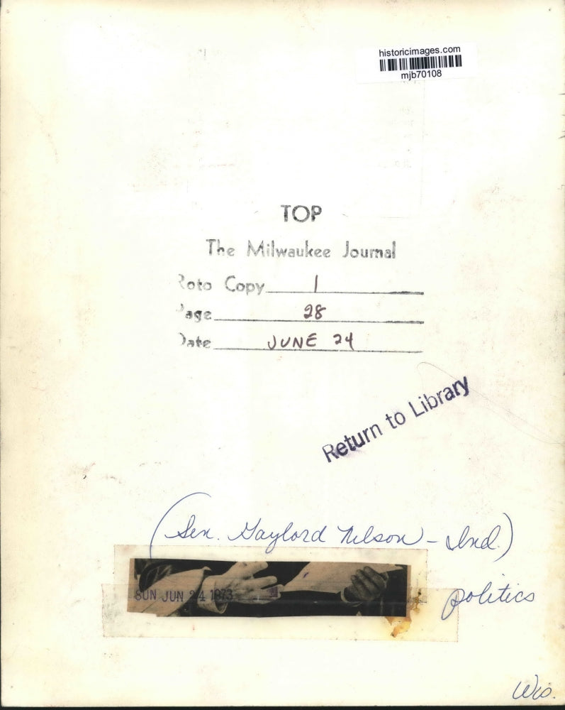 1973 Press Photo Senator Gaylord Nelson, Wisconsin - mjb70108