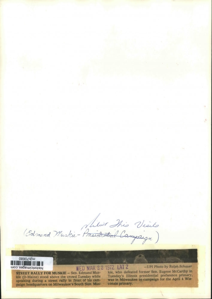 1972 Press Photo Rally for Senator Edmund Muskie at Milwaukee headquarters