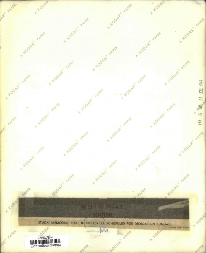 Load image into Gallery viewer, 1968 Press Photo Stucki Memorial Hall in Neillsville, Wisconsin - mjb70976
