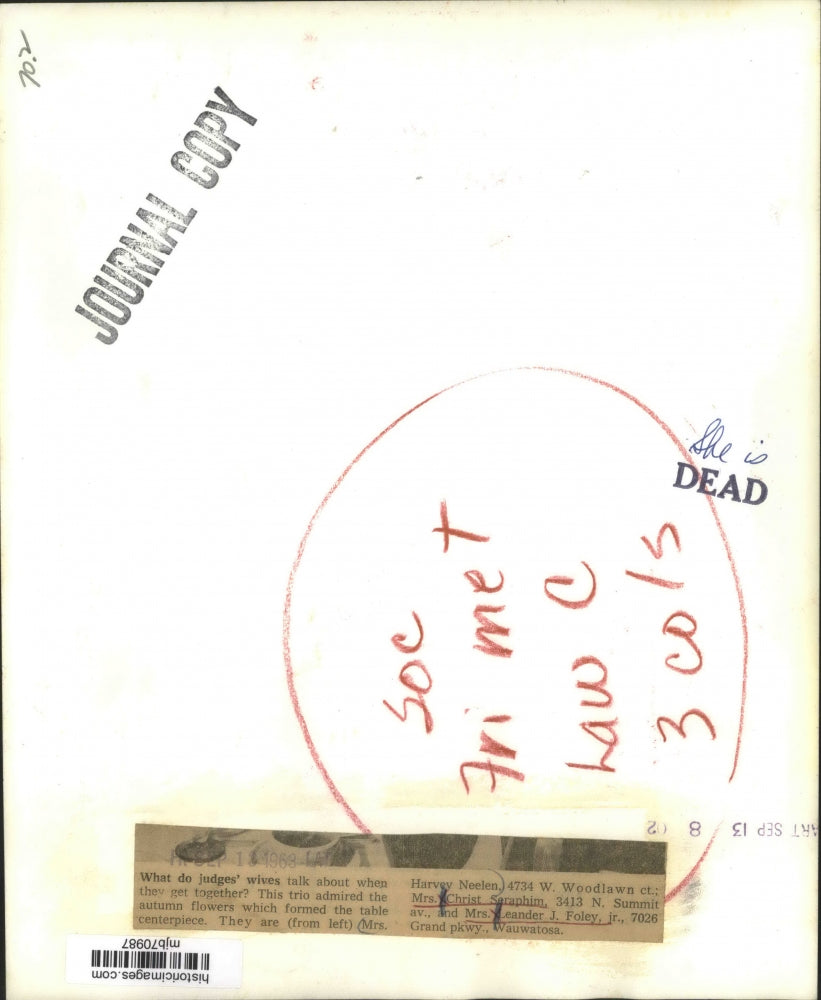 1968 Press Photo Mrs.Harvey Neelen, Mrs. Christ Saraphim, and Mrs. Leander Foley