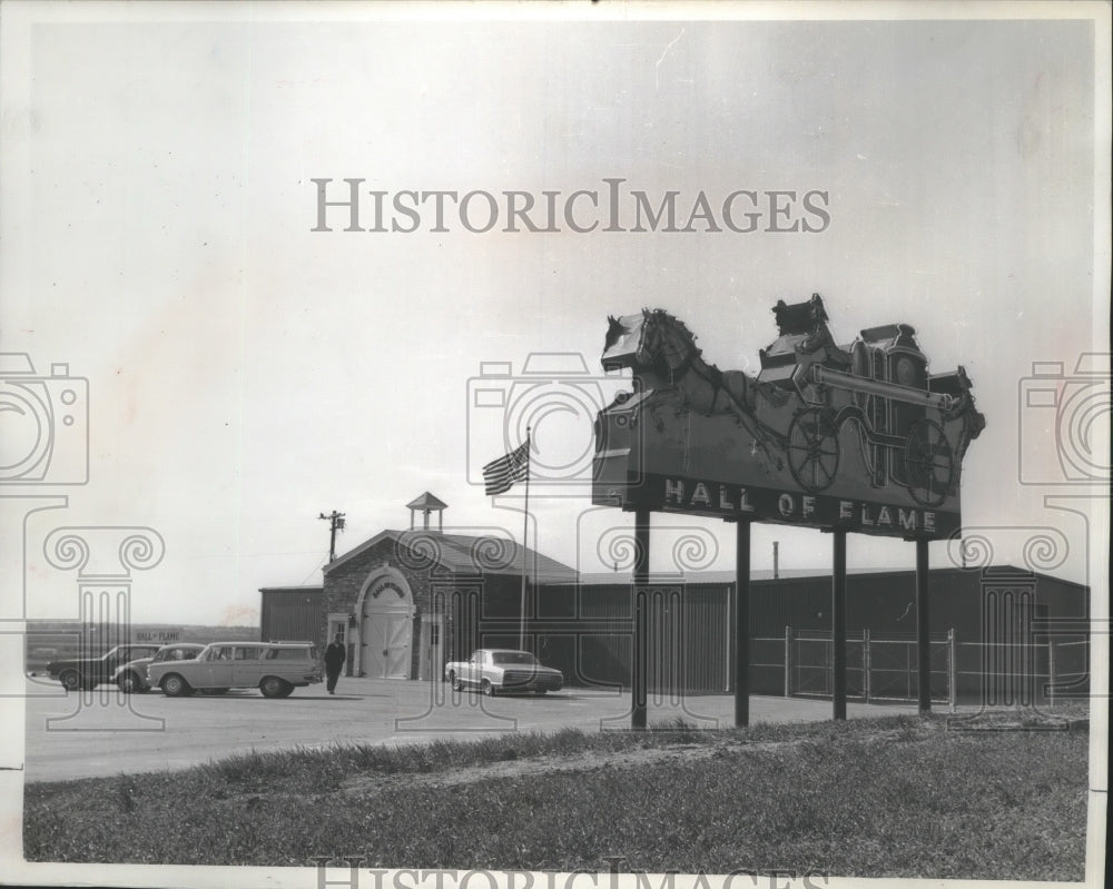 1968 Press Photo New sign at Hall of Flame in Kenosha - mjb71163- Historic Images