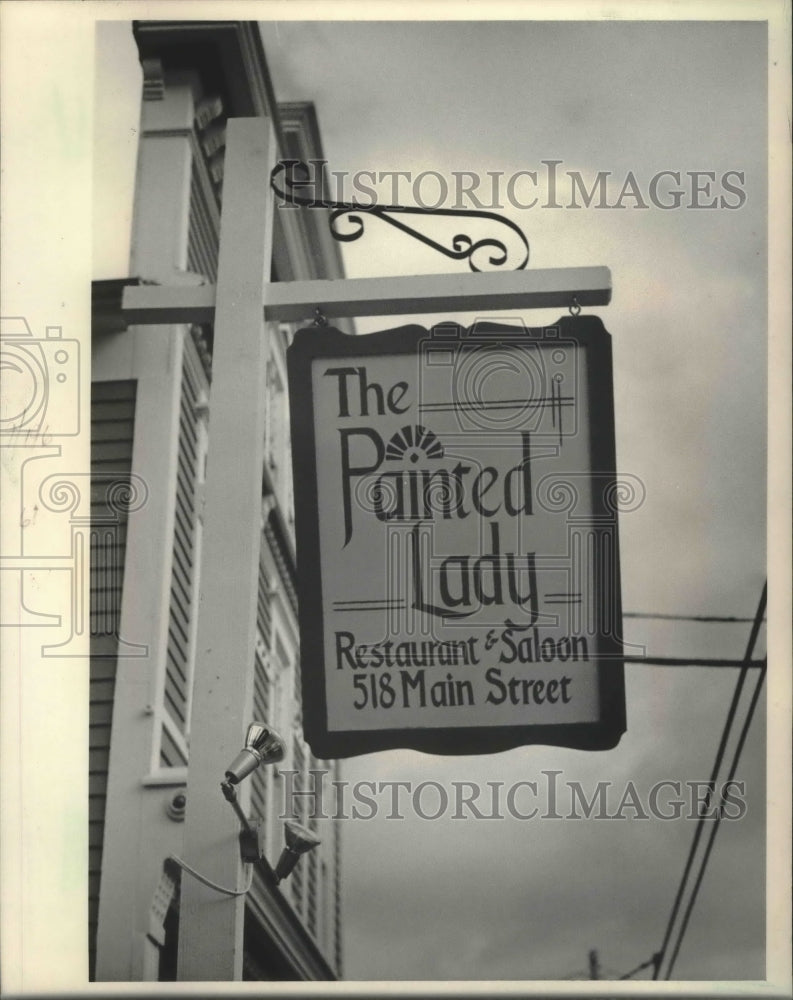 1984 Press Photo Sign for the Painted Lady restaurant in Newburg, Wisconsin- Historic Images