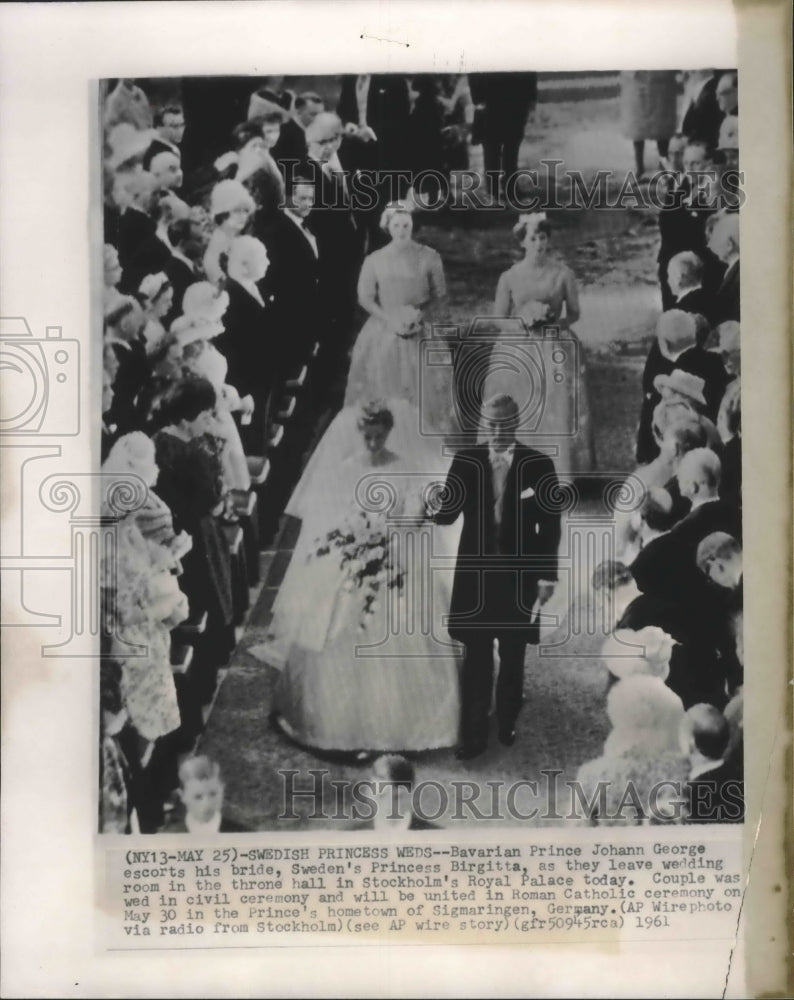 1961 Press Photo Bavarian Prince Johann George, Swedish Princess Birgitta, wed- Historic Images