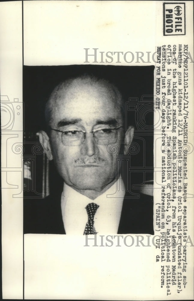 1976 Press Photo Antonio Maria de Oriol Urquijo, Spanish politician, Madrid