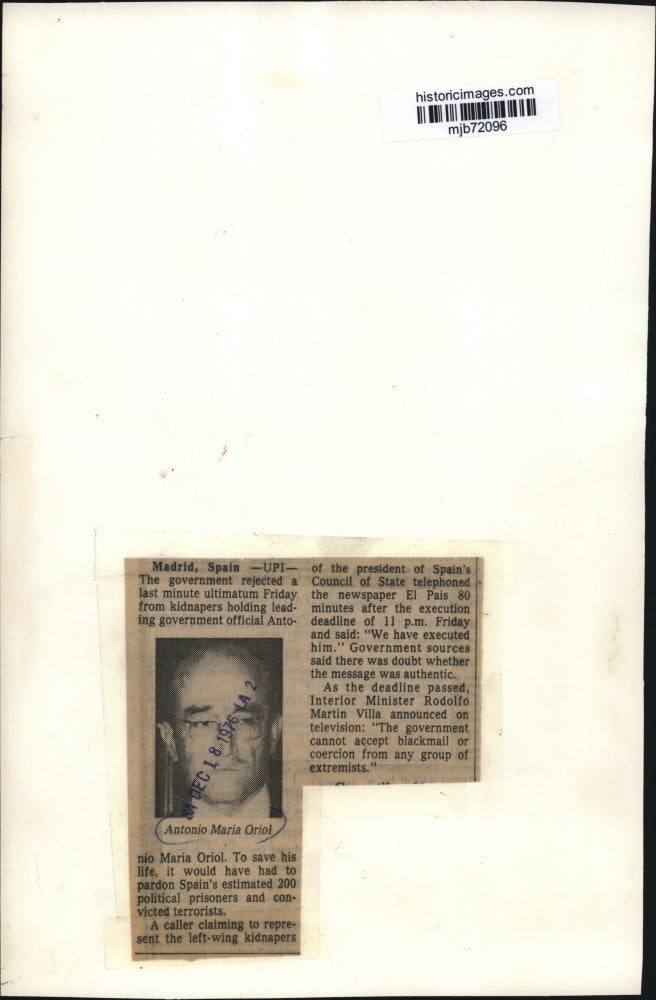 1976 Press Photo Antonio Maria de Oriol Urquijo, Spanish politician, Madrid