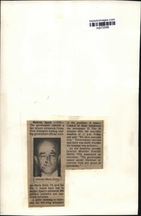 1976 Press Photo Antonio Maria de Oriol Urquijo, Spanish politician, Madrid