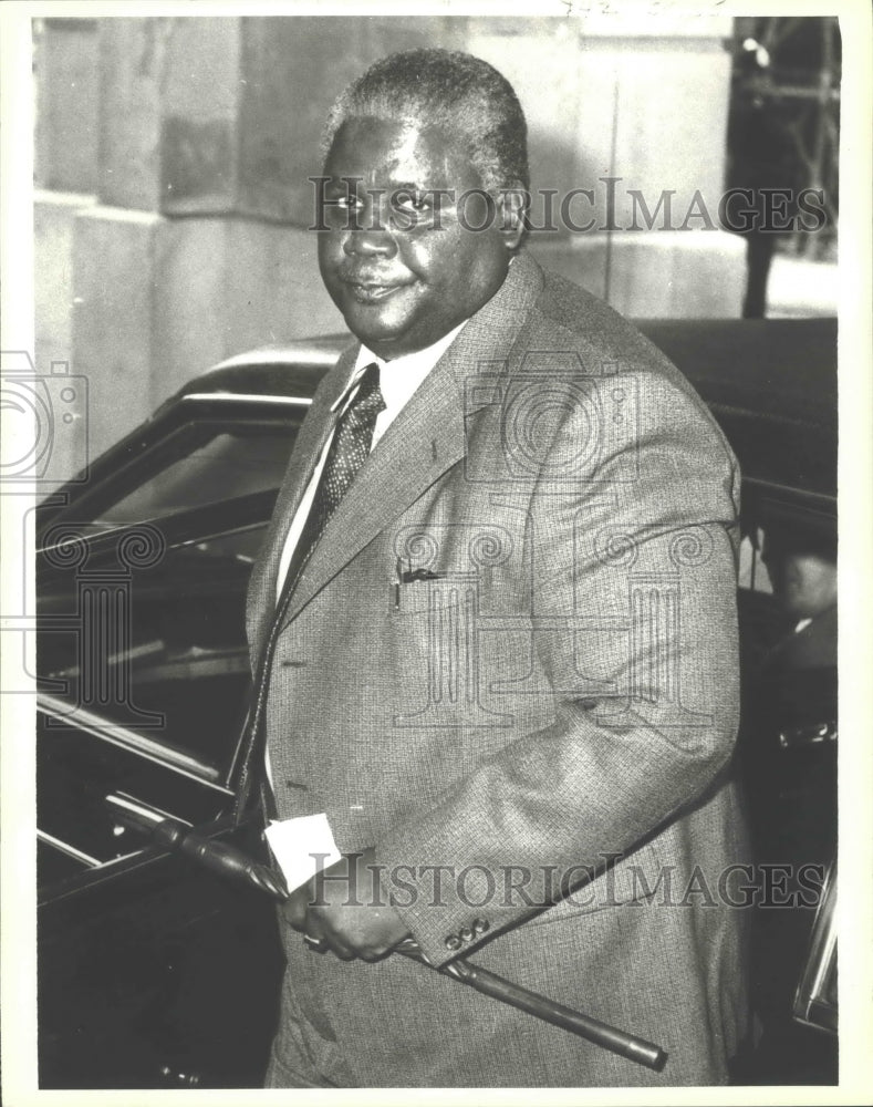 Load image into Gallery viewer, 1979 Press Photo Joshua Nkomo, leader of the Patriotic Front at Lancaster House
