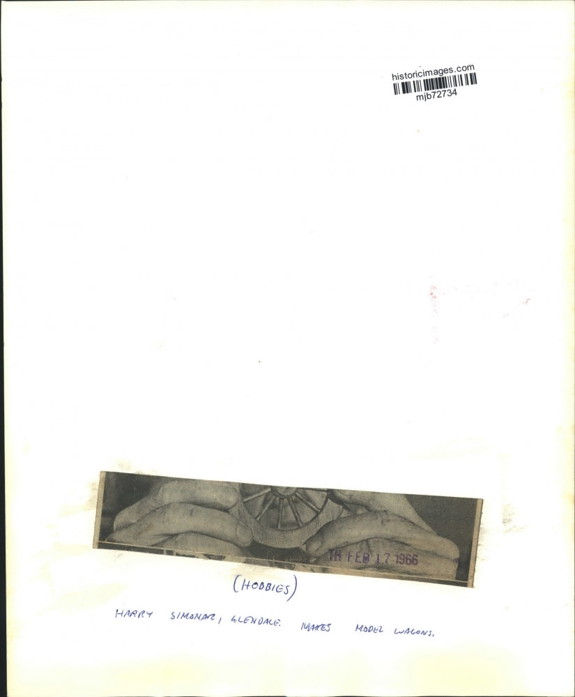 1966 Press Photo Harry Simonar of Glendale, Wisconsin makes model wagons