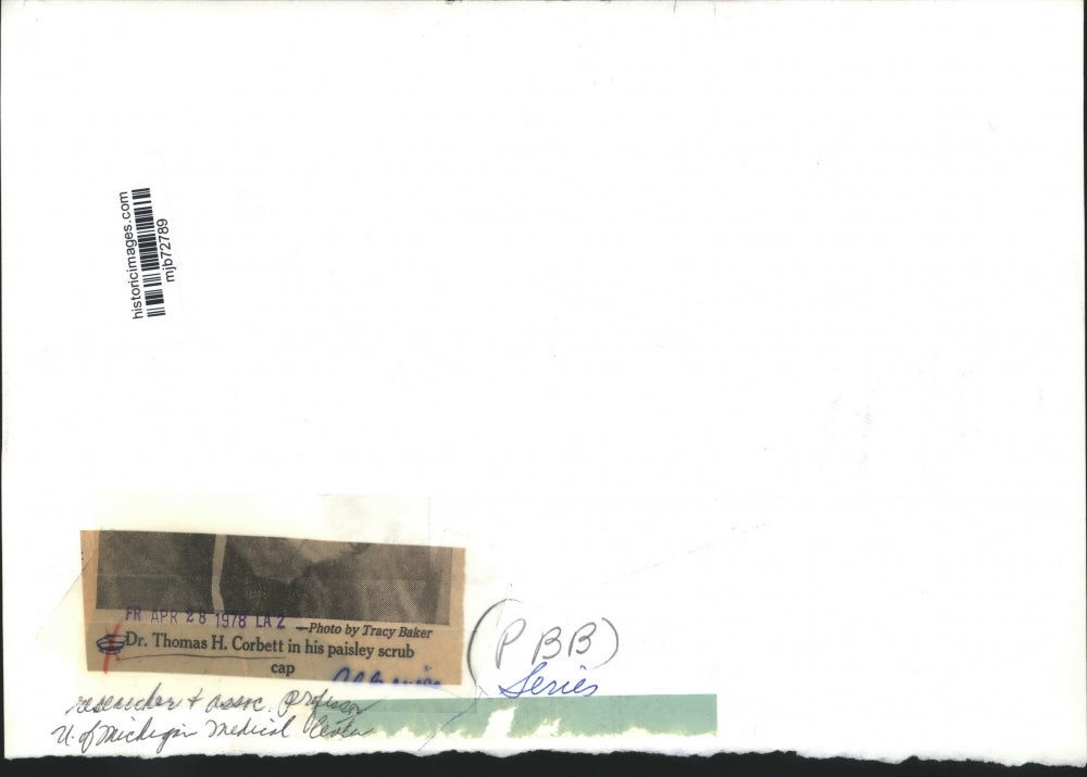 1978 Press Photo Dr. Thomas H. Corbett, Assoc. Professor, U. of Michigan Medical
