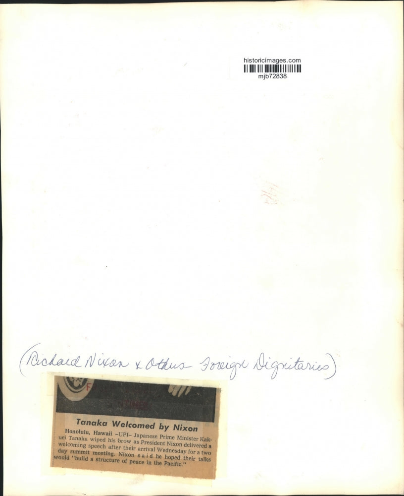 1972 Press Photo Japanese Prime Minister Kakuei Tanaka, President Nixon, other