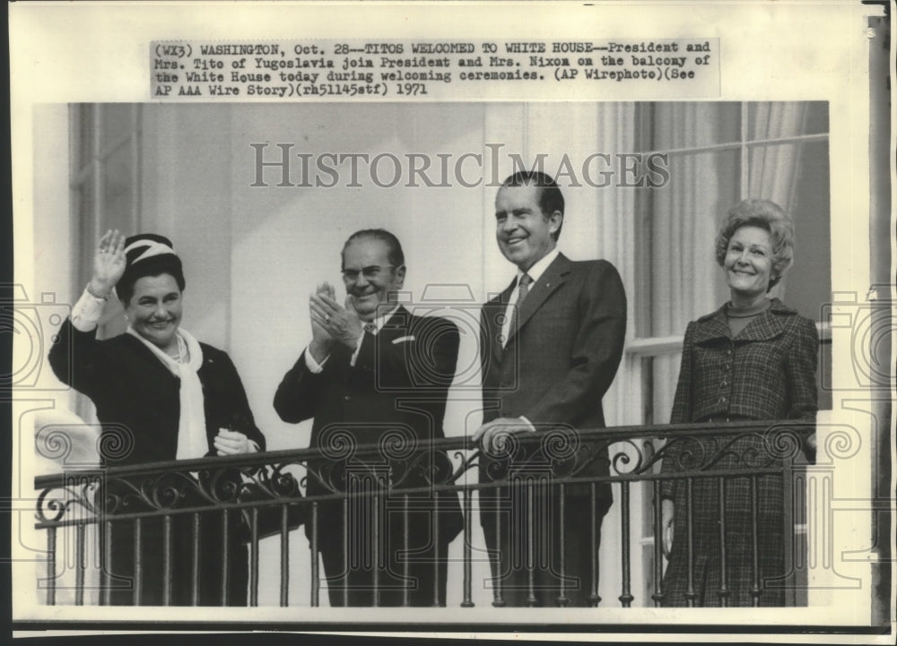 1971 Press Photo President Tito of Yugoslavia and President Nixon at White House