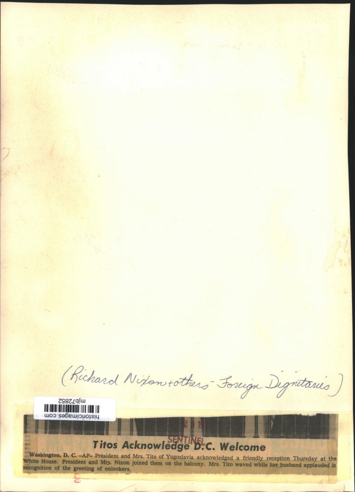 1971 Press Photo President Tito of Yugoslavia and President Nixon at White House