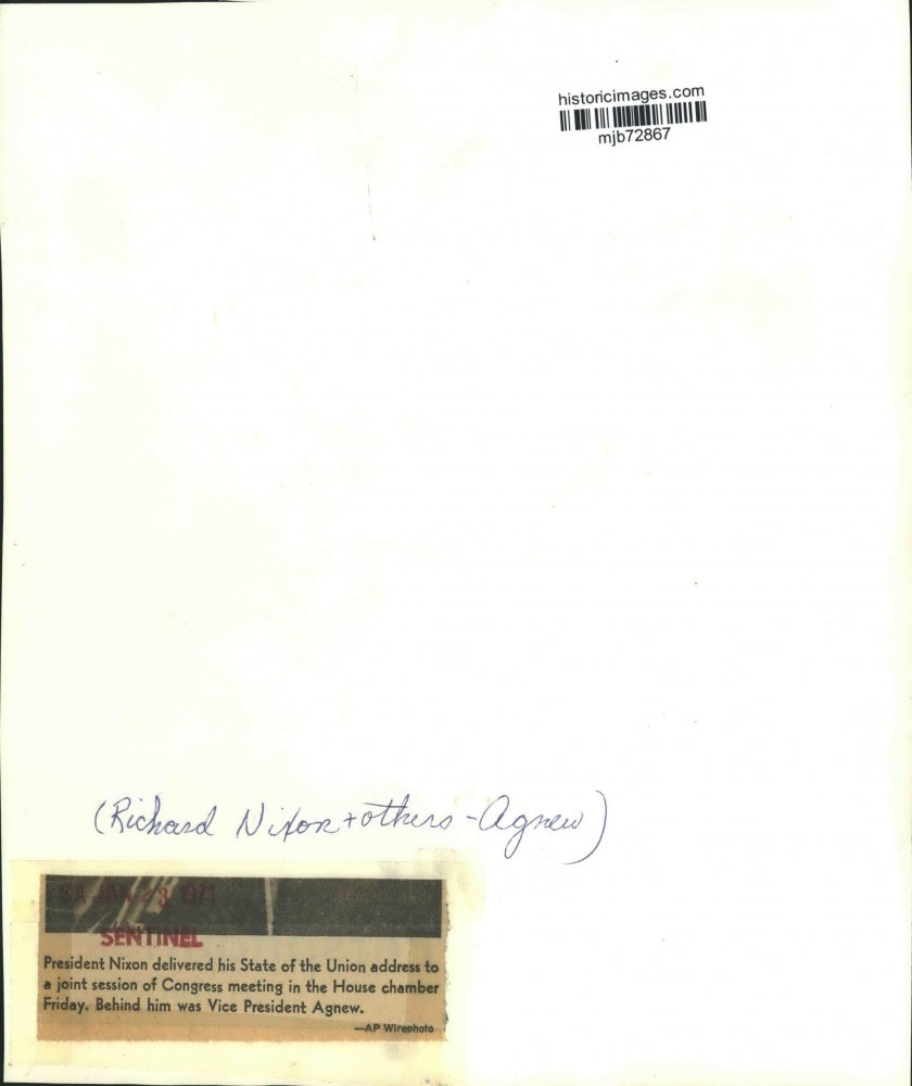 1971 Press Photo Richard Nixon delivers state of the Union Address in Washington