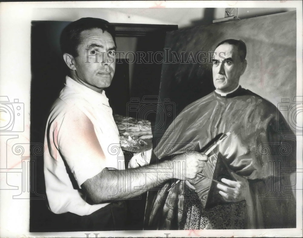 1967 Press Photo Zenowij Onyshkewych, painting of Antonio Samore, United States.