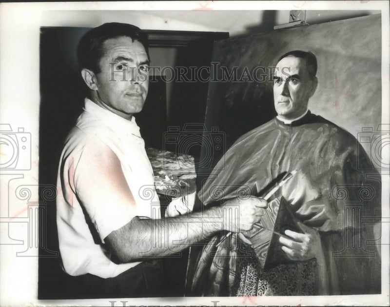Load image into Gallery viewer, 1967 Press Photo Zenowij Onyshkewych, painting of Antonio Samore, United States.
