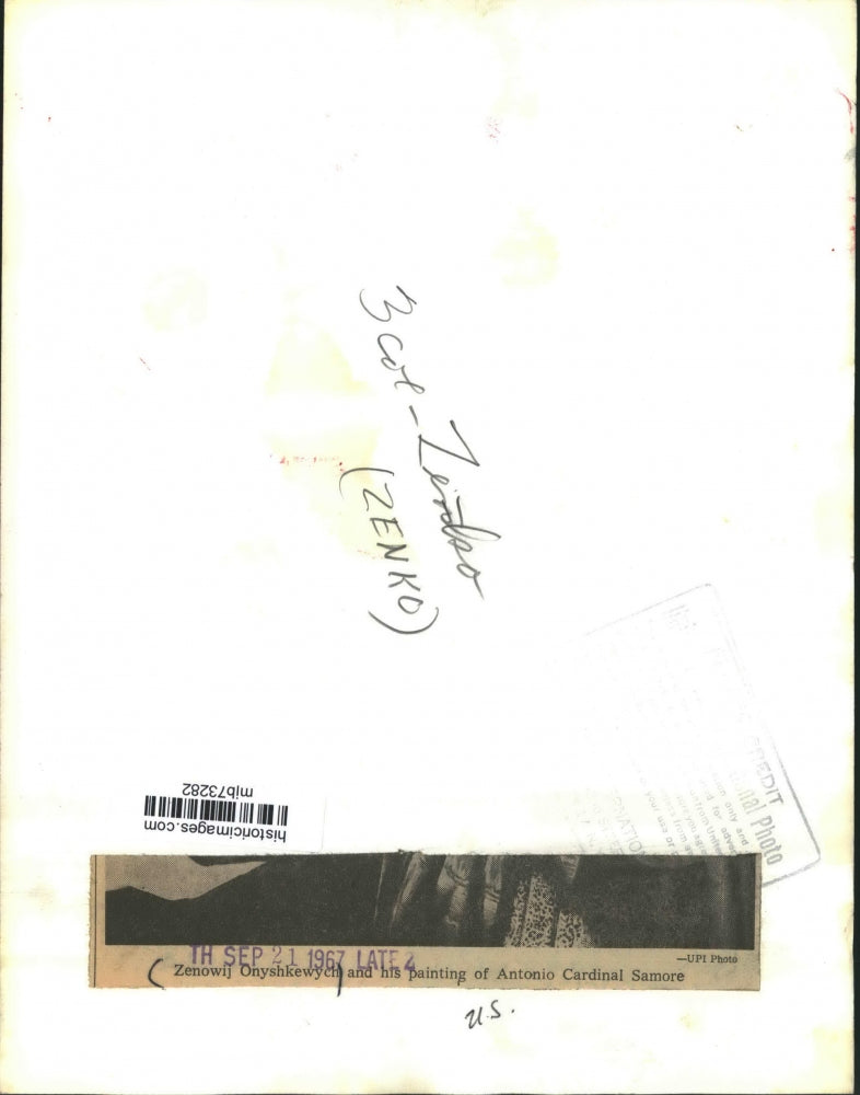 1967 Press Photo Zenowij Onyshkewych, painting of Antonio Samore, United States.