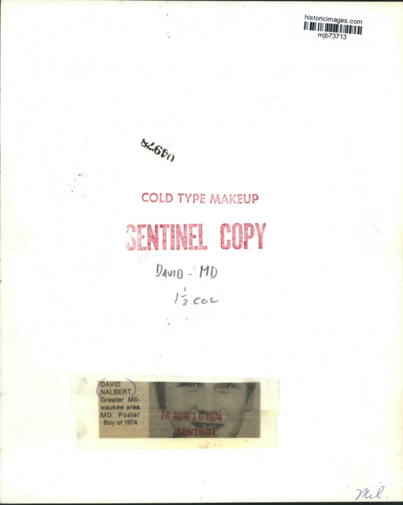 1974 Press Photo David Nalbert, Milwaukee MD Poster Boy 1974 - mjb73713