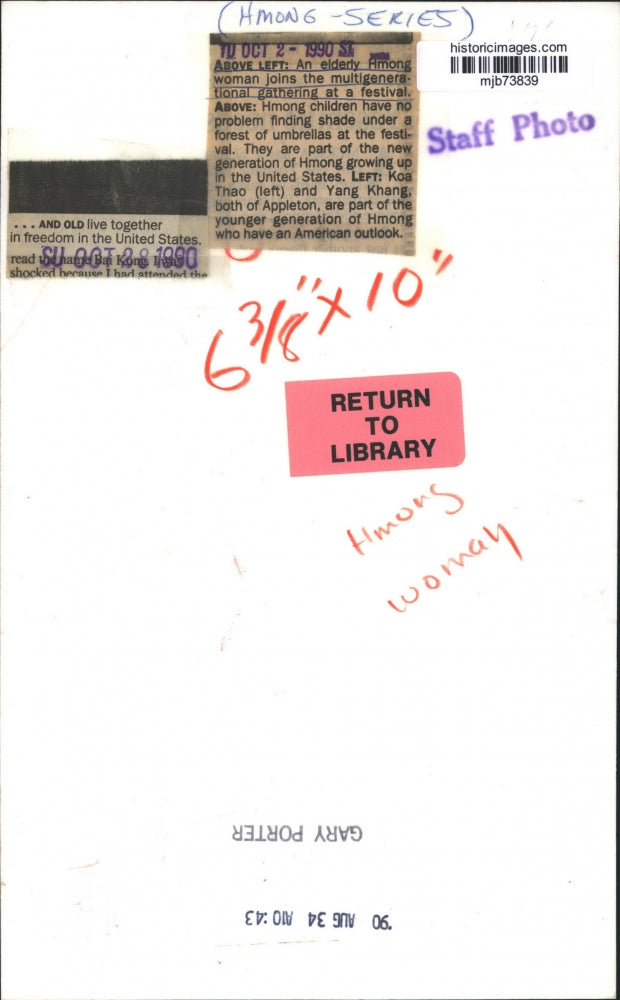 1990 Press Photo An elderly Hmong woman, Wisconsin - mjb73839