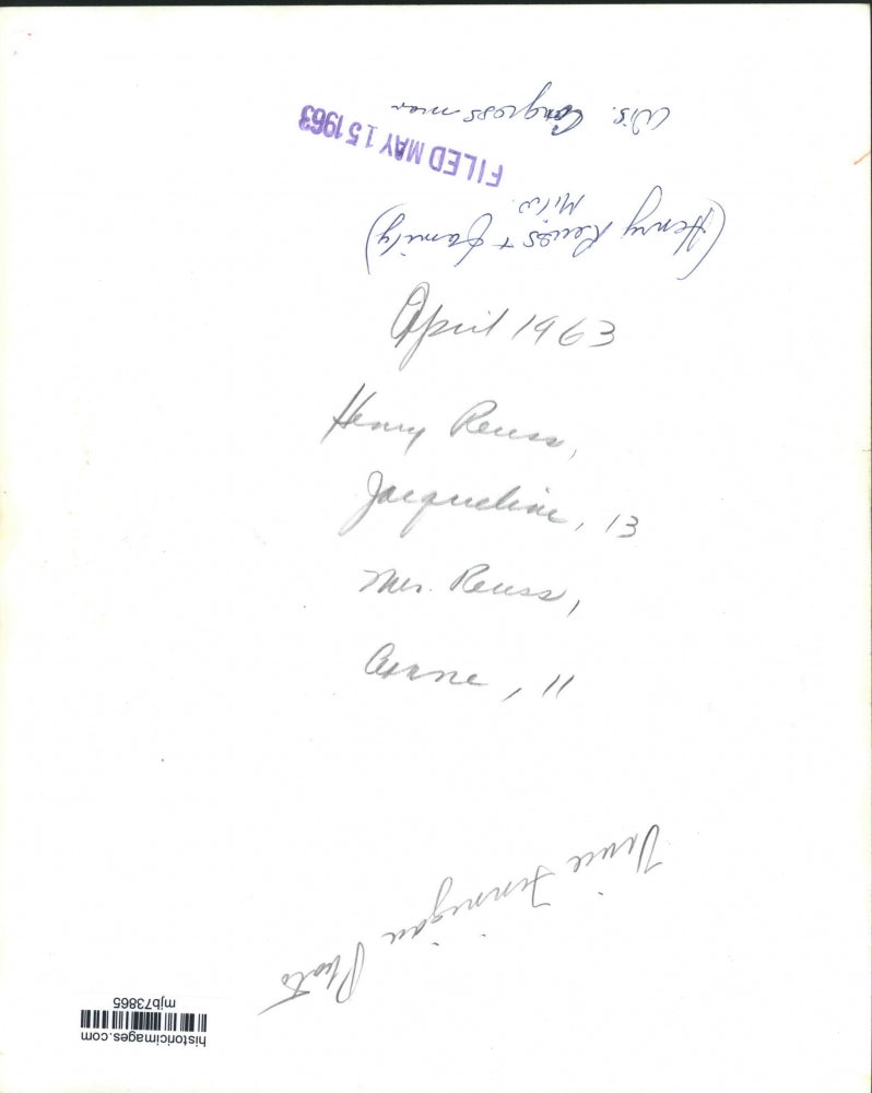 1963 Press Photo Henry Reuss, Wisconsin Congressman from Milwaukee, and family