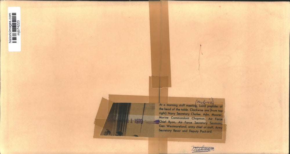 1970 Press Photo Melvin Laird presides at staff meeting with military personnel