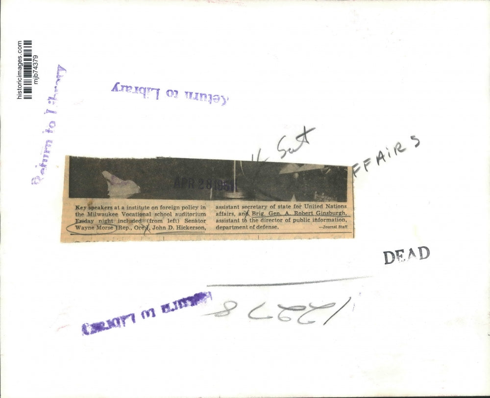 1951 Press Photo Speakers on foreign policy, Milwaukee Vocational school