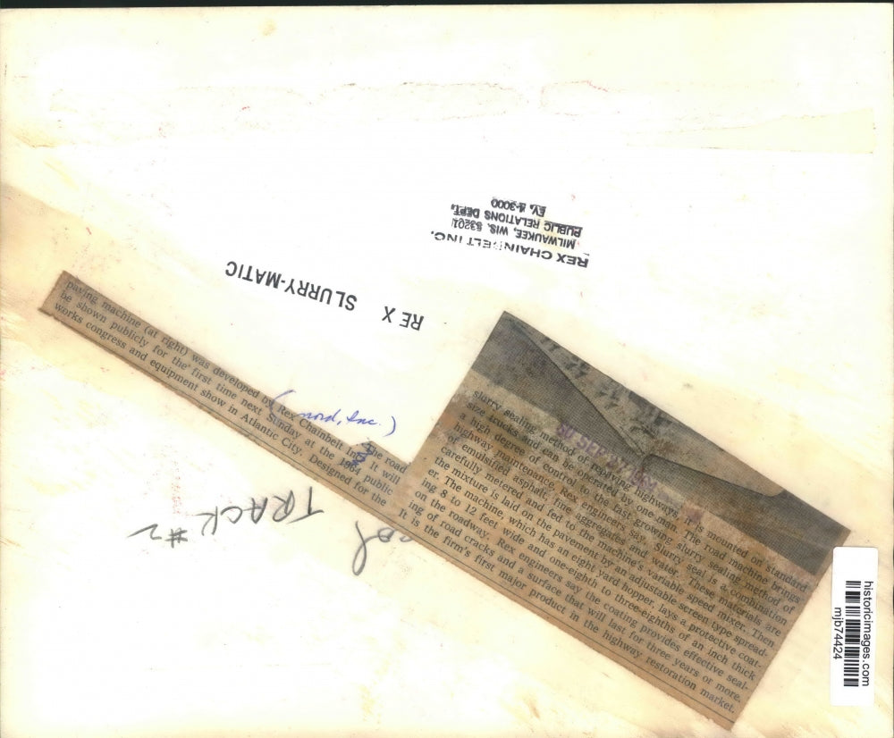 1964 Press Photo Paving Machine by Rex Chain Belt, Atlantic City Equipment Show