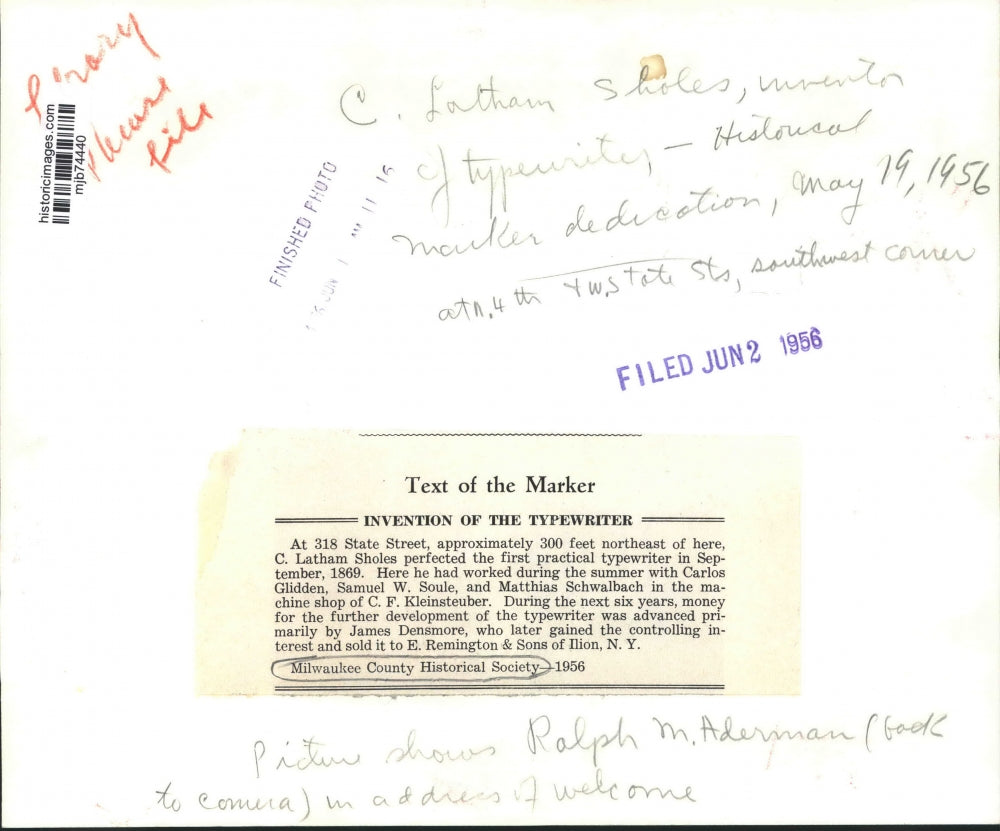 1956 Press Photo Ralph M. Aderman gives welcome address at Milwaukee dedication