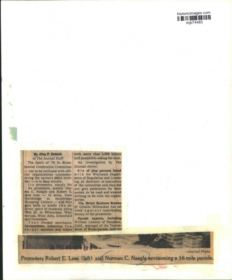 Load image into Gallery viewer, 1975 Press Photo Bicentennial promoters Robert Lees (left) and Norman Naegle,
