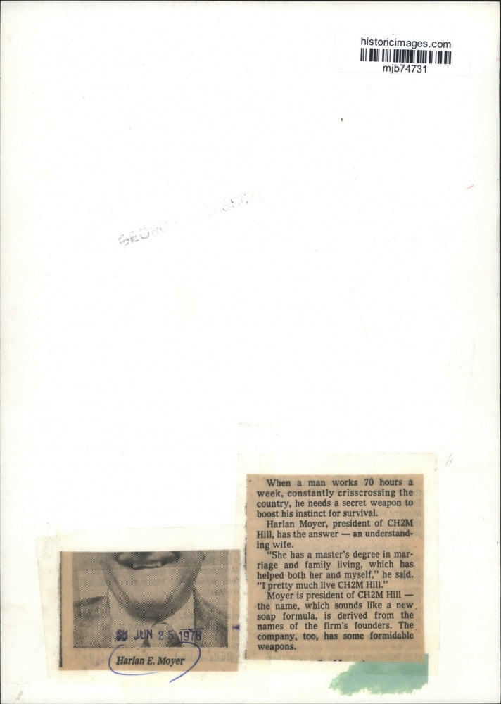 1978 Press Photo Harlan Moyer, president of CH2M Hill - mjb74731