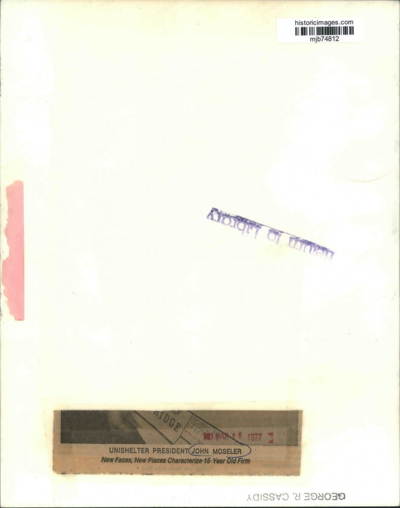 1977 Press Photo Unishelter president John Moseler - mjb74812