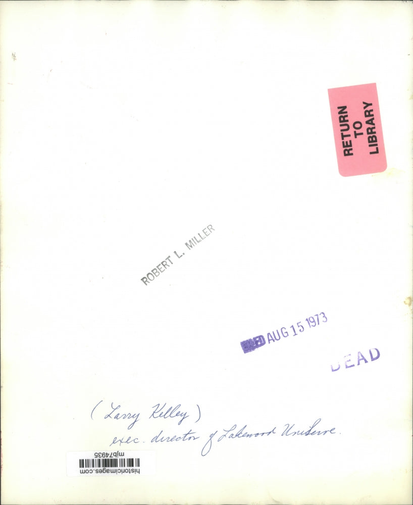 1973 Press Photo Larry Kelley, Executive Director of Lakewood UniServe