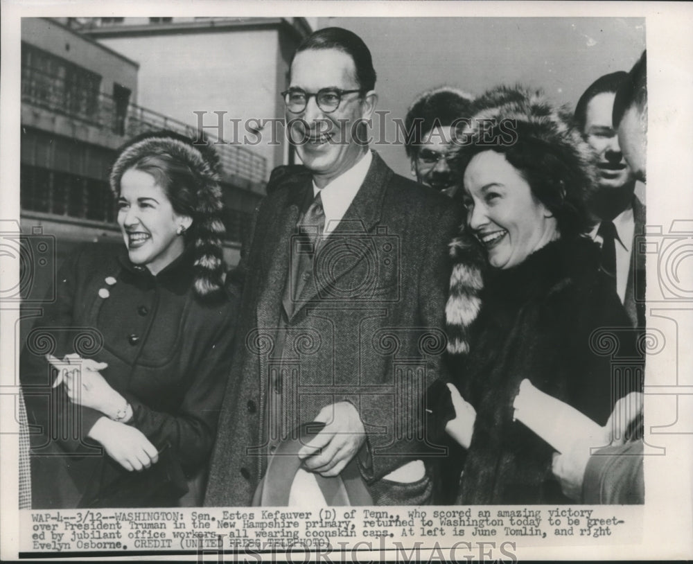 1952 Press Photo Senator Estes Kefauver Presidential Campaign in Washington- Historic Images