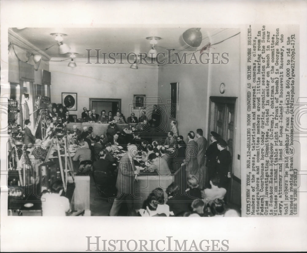 1951 Press Photo Crowded Senate Crime Committee Hearing Room, New York- Historic Images