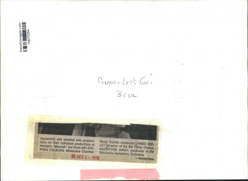 1978 Press Photo Stephen Colburn, James Keeley, Istvan Jaray, conductors.