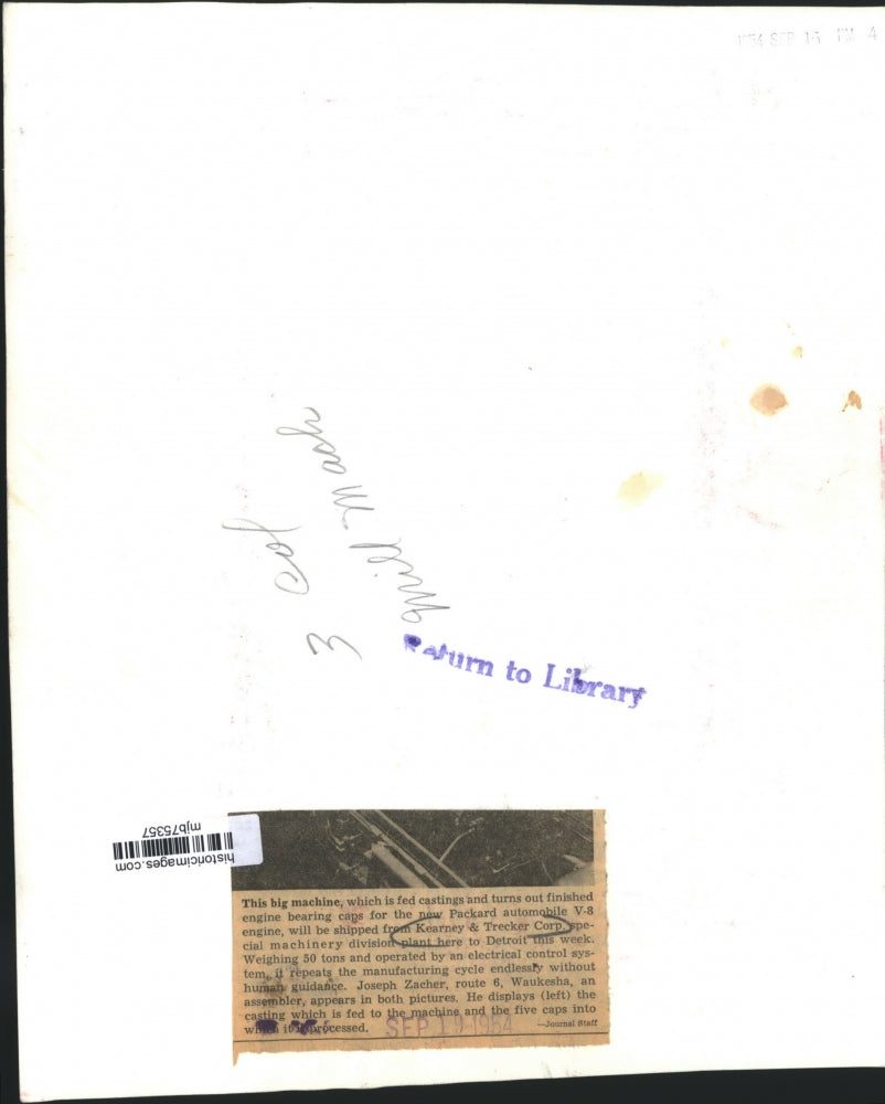 1954 Press Photo Joseph Zacher displays casting that turns out caps, Wisconsin.