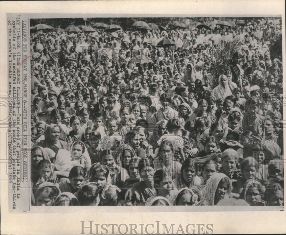 1965 Press Photo The Hungry Millions, underfed millions in India- Historic Images