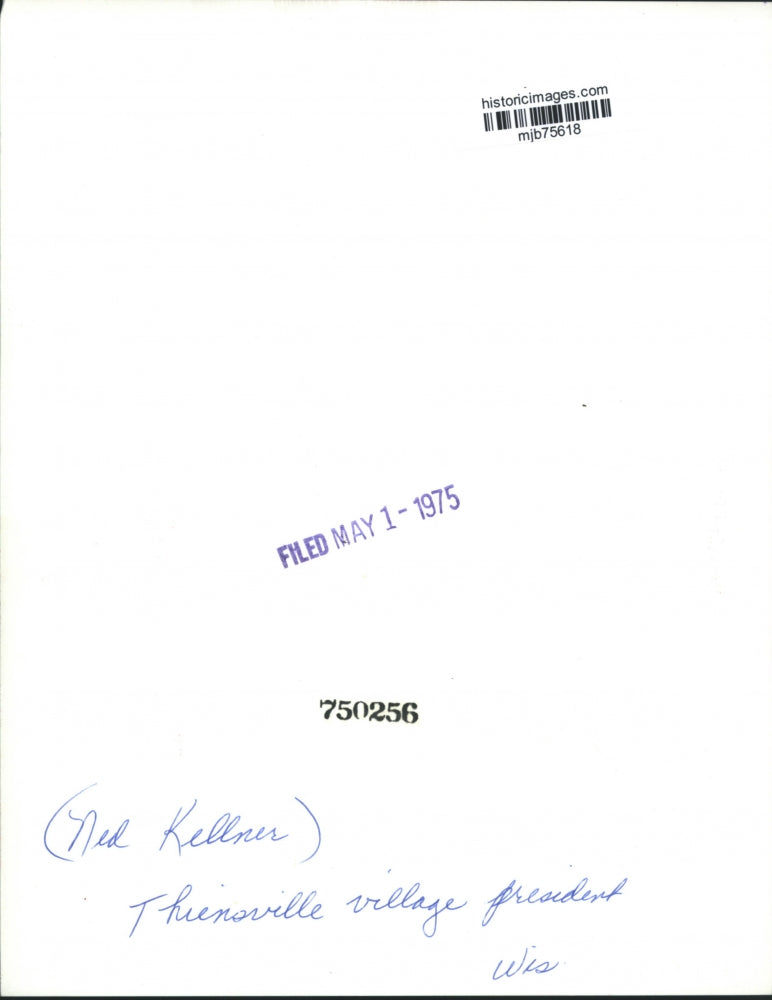 1975 Press Photo Ned Kellner, President Thiensville Village, Wisconsin