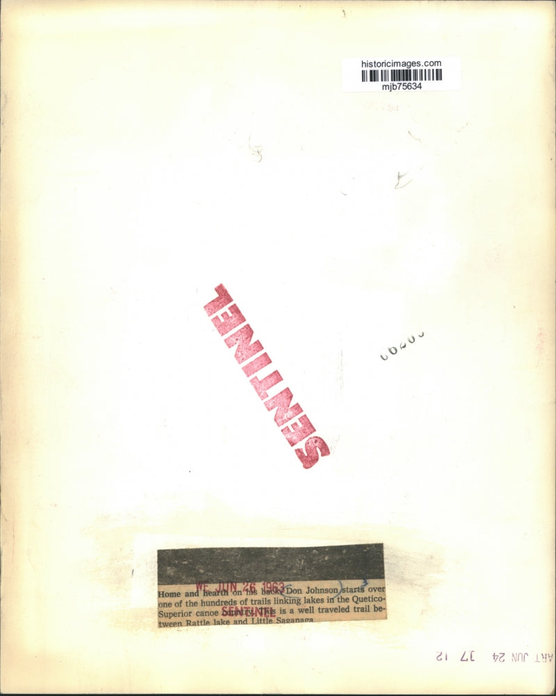 1963 Press Photo Don Johnson prepares for the Quetico-Superior canoe trails