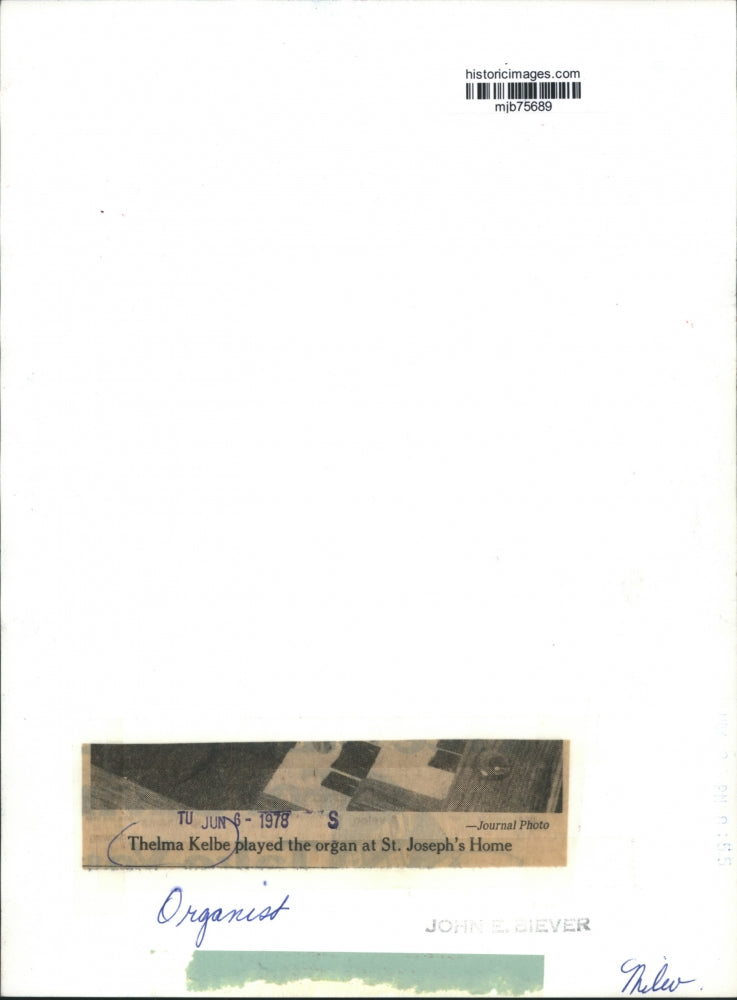 1978 Press Photo Thelma Kelbe played the organ at St. Joseph's Home, Milwaukee