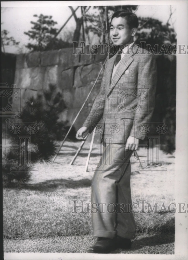 1954 Press Photo Crown Prince Akihito of Japan at imperial Palace in Tokyo- Historic Images