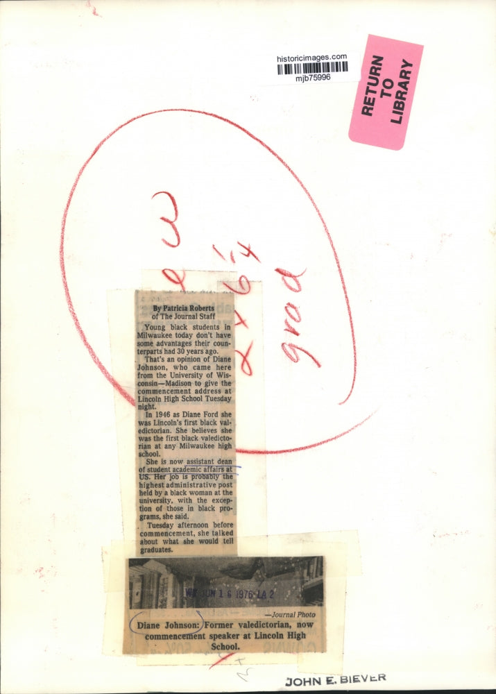 1976 Press Photo Diane Johnson, commencement speaker at Lincoln High School