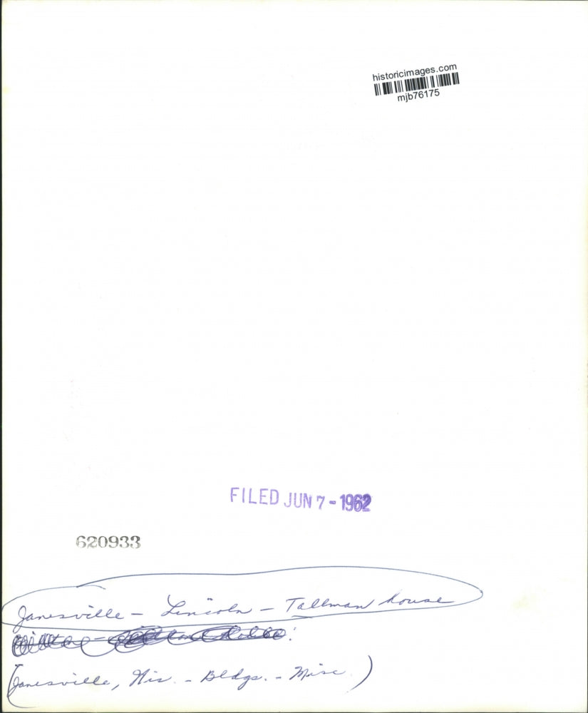 1962 Press Photo Lincoln-Tallman house in Janesville, Wisconsin - mjb76175