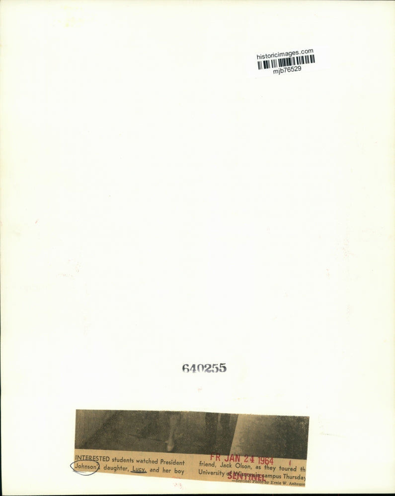 1964 Press Photo Lucy Johnson, daughter of President Johnson, U of Wisconsin