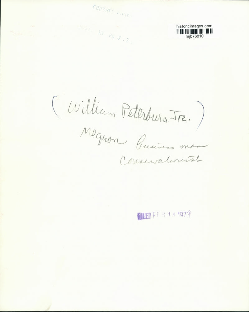 1973 Press Photo William Peterburs Jr. Mequon business man. Conservationist.