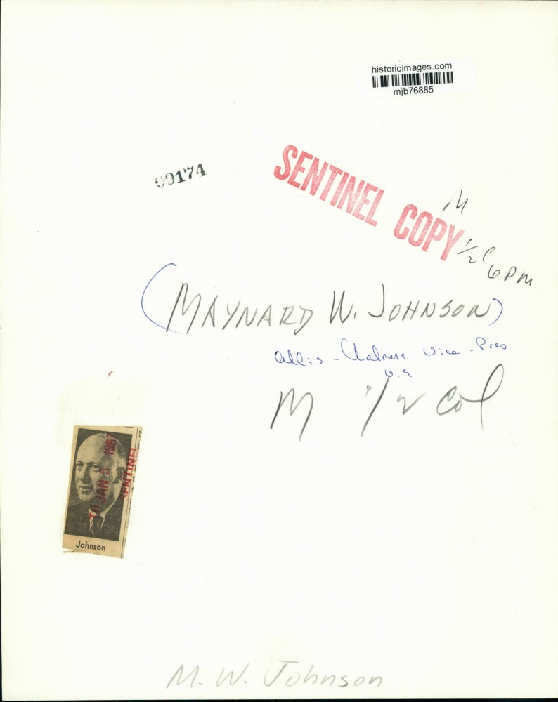 1967 Press Photo Maynard W. Johnson. Allis Chalmers Vice President - mjb76885