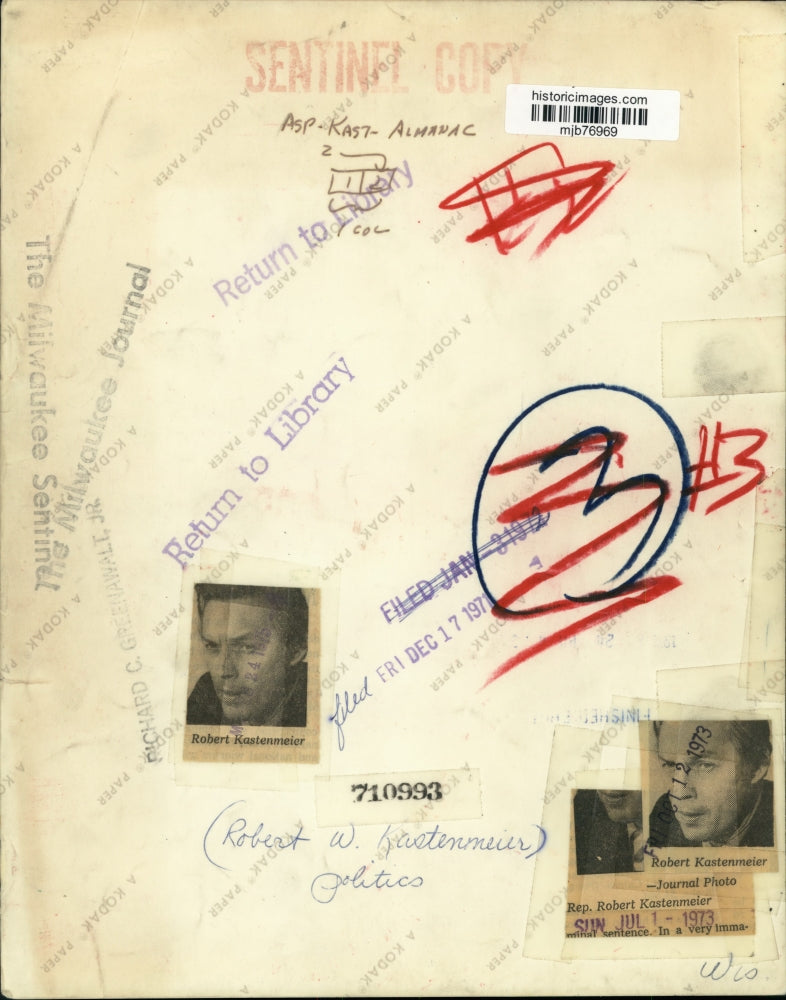 1971 Press Photo Robert W. Kastenmeier, Wisconsin politician - mjb76969